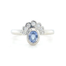 Load image into Gallery viewer, Platinum, 0.49ct Sapphire and Diamond Ring

