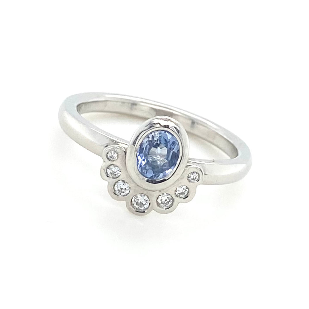 Platinum, 0.49ct Sapphire and Diamond Ring