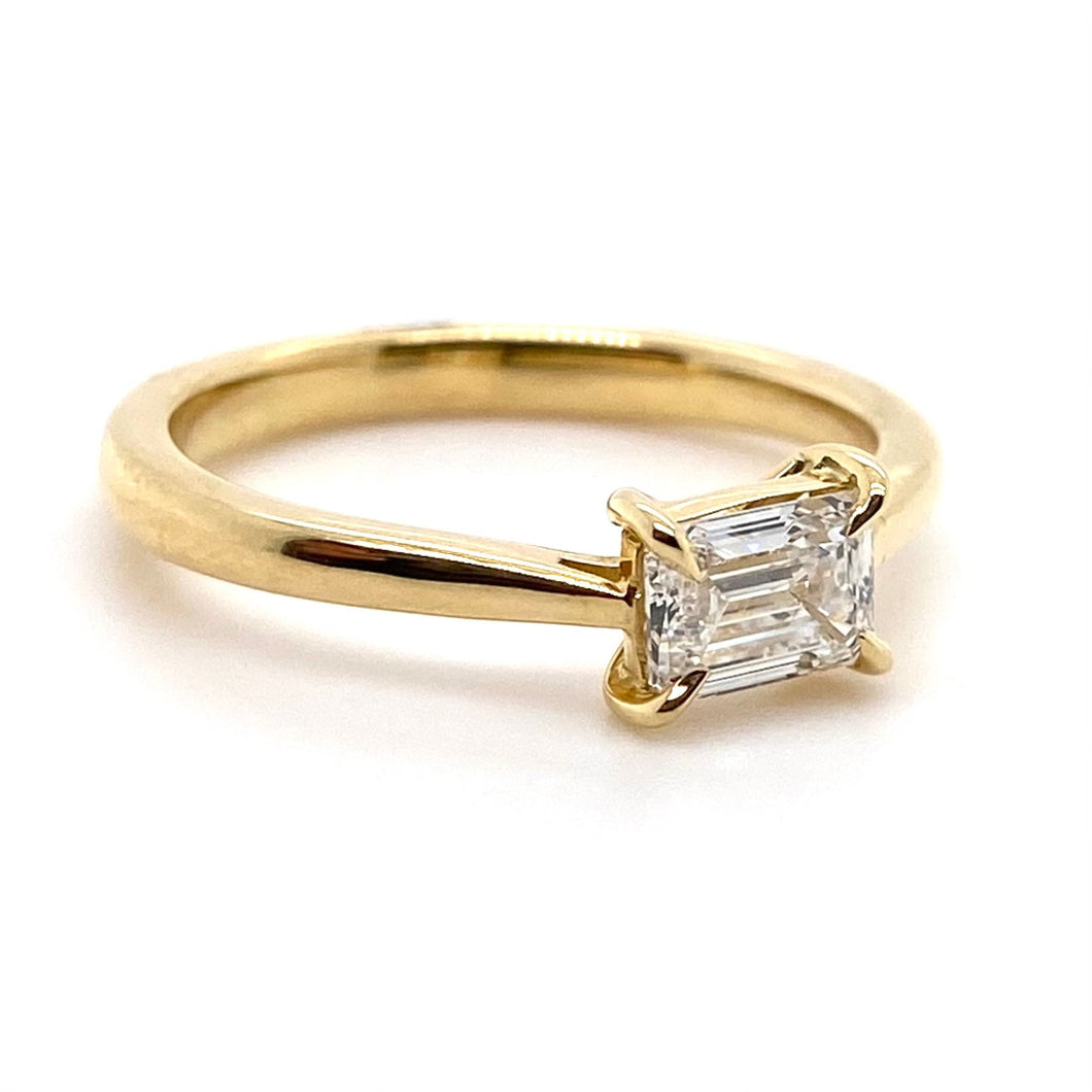 18ct Yellow Gold, 0.60ct E VS2 Emerald-Cut Diamond Ring