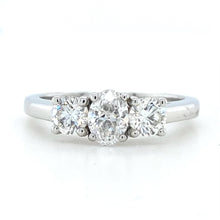 Load image into Gallery viewer, Platinum, 0.90ct F SI1 Diamond Trilogy Ring
