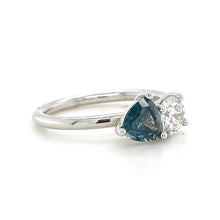 Load image into Gallery viewer, Platinum, 0.82ct Sapphire &amp; 0.50ct Diamond Toi et Moi Ring

