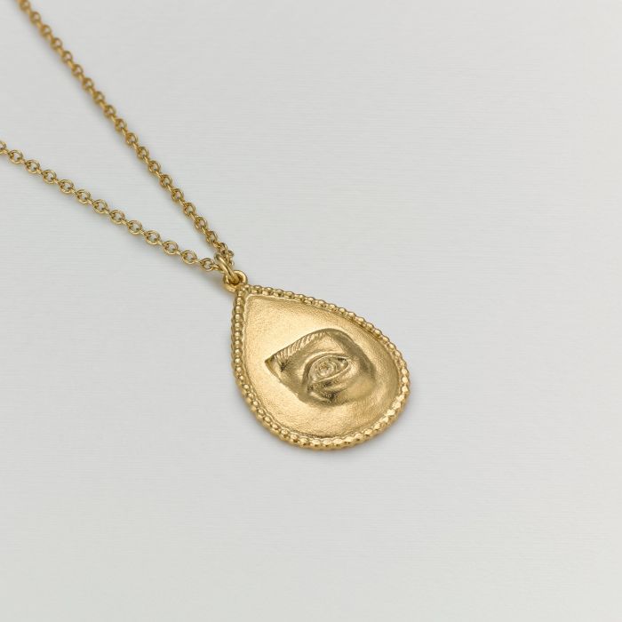 Sense of Sight Eye Pendant Necklace (Engraved with Dew Drops on Reverse)