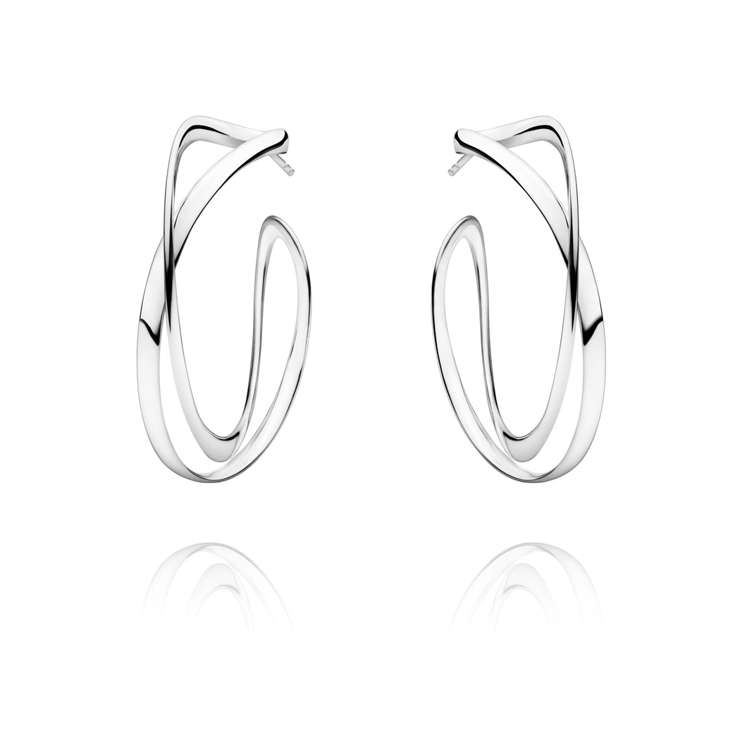 Infinity Hoop Earrings Silver, Large
