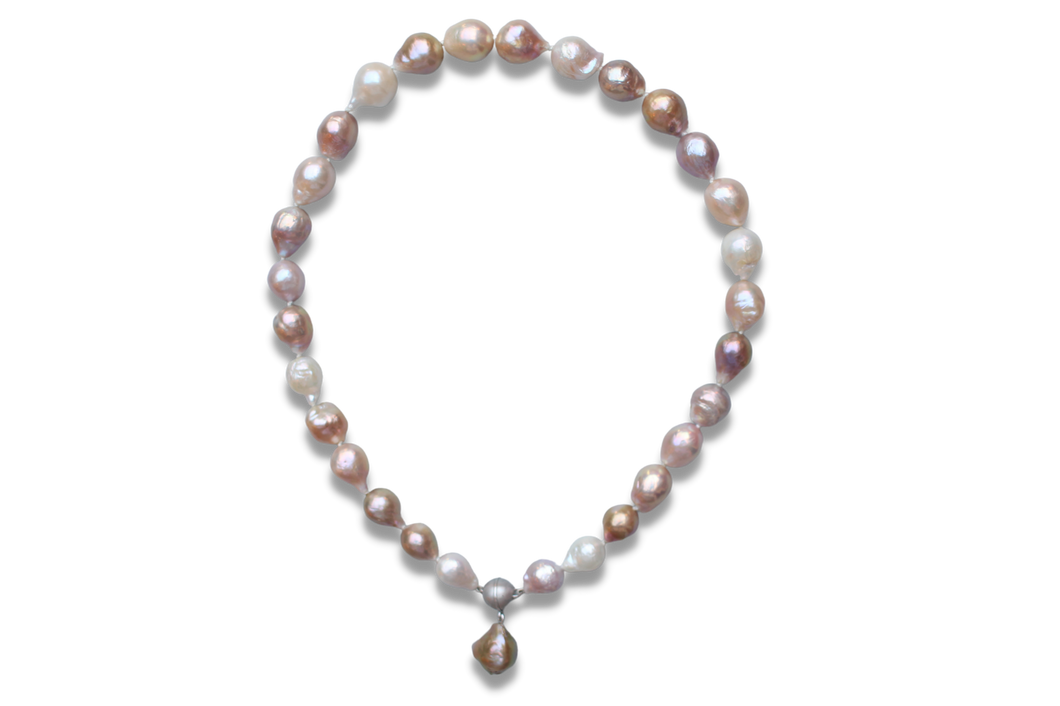 Silver Freshwater Pink Pearl Necklace