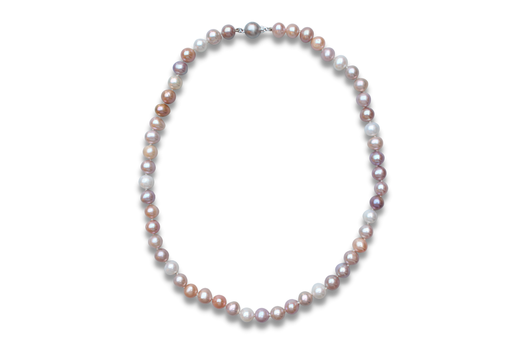 18ct White Gold, Cultured Pink Pearl Necklace