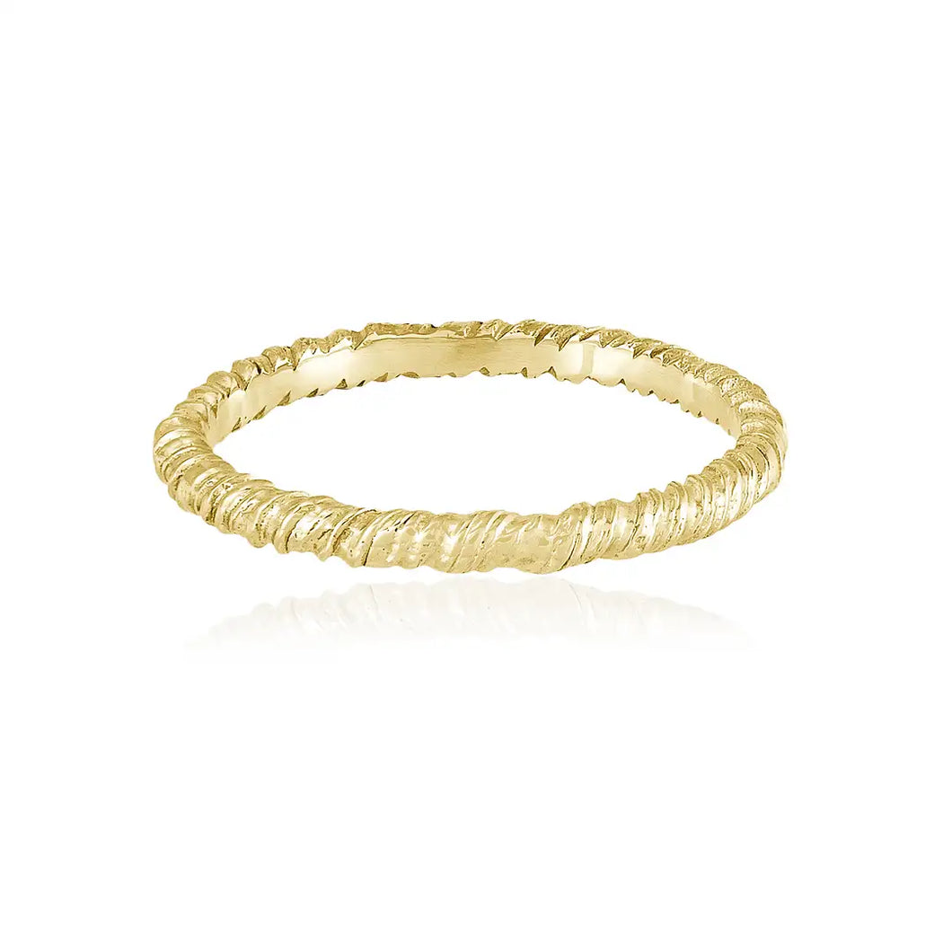Organic Twisted Ring, 2mm, 9ct Yellow Gold