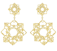 Load image into Gallery viewer, Two Blooms Drop Earrings, 9ct Yellow Gold
