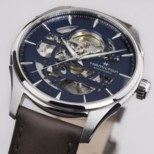 Load image into Gallery viewer, Jazzmaster Skeleton Auto, Blue Dial &amp; Brown Leather Strap
