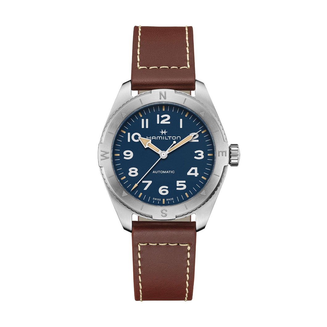 Khaki Field Expedition Auto 41mm, Blue Dial & Brown Leather Strap