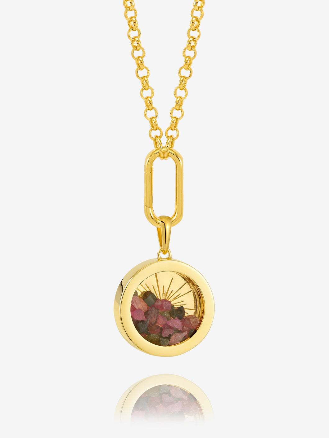 Hardware Tourmaline Deco Sun Amulet Necklace, Gold