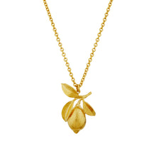Load image into Gallery viewer, Large Lemon &amp; Leaf Necklace, Gold Plated
