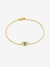Load image into Gallery viewer, Personalised Electric Love Blue Topaz Heart Bracelet, Gold

