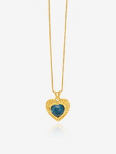 Load image into Gallery viewer, Electric Love Blue Topaz Heart Necklace, Gold
