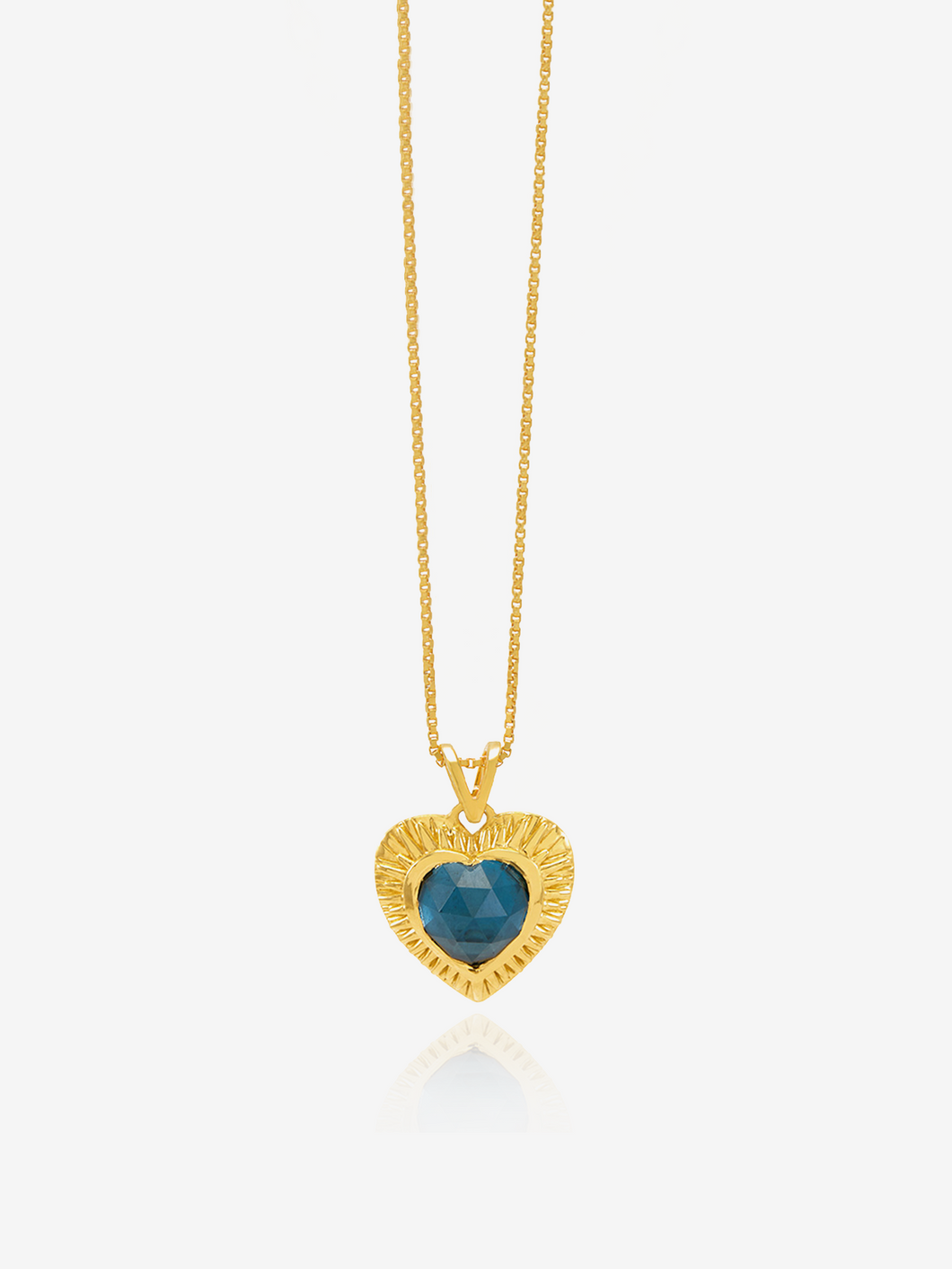 Electric Love Blue Topaz Heart Necklace, Gold