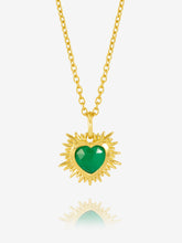 Load image into Gallery viewer, Electric Love Green Agate Heart Necklace, Gold
