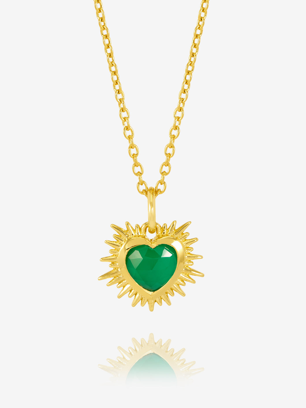 Electric Love Green Agate Heart Necklace, Gold