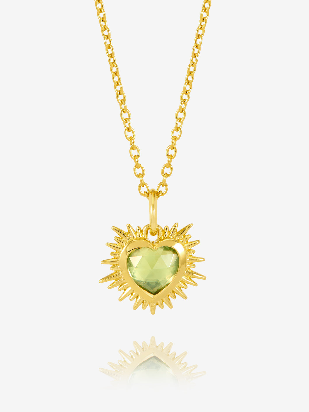Electric Love Peridot Heart Necklace, Gold