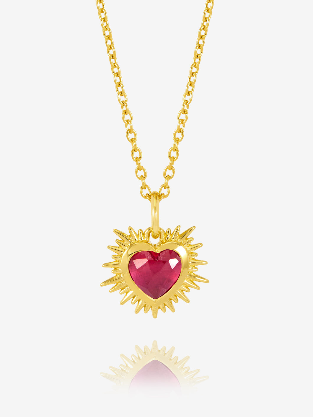 Electric Love Ruby Heart Necklace, Gold