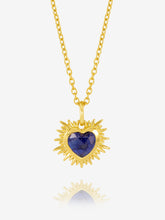 Load image into Gallery viewer, Electric Love Sapphire Heart Necklace, Gold
