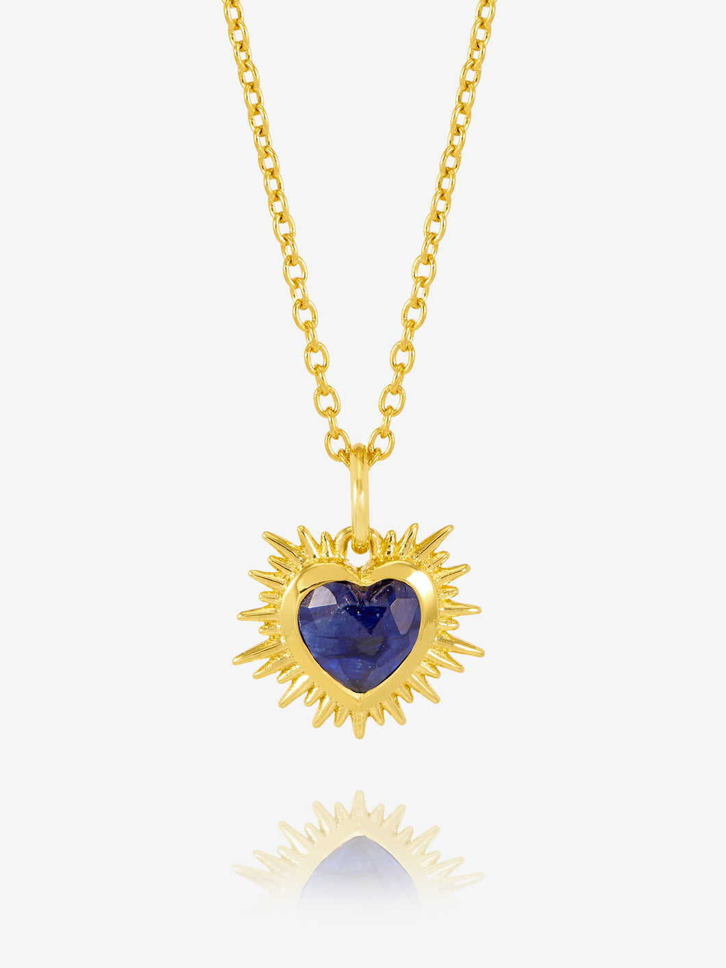 Electric Love Sapphire Heart Necklace, Gold