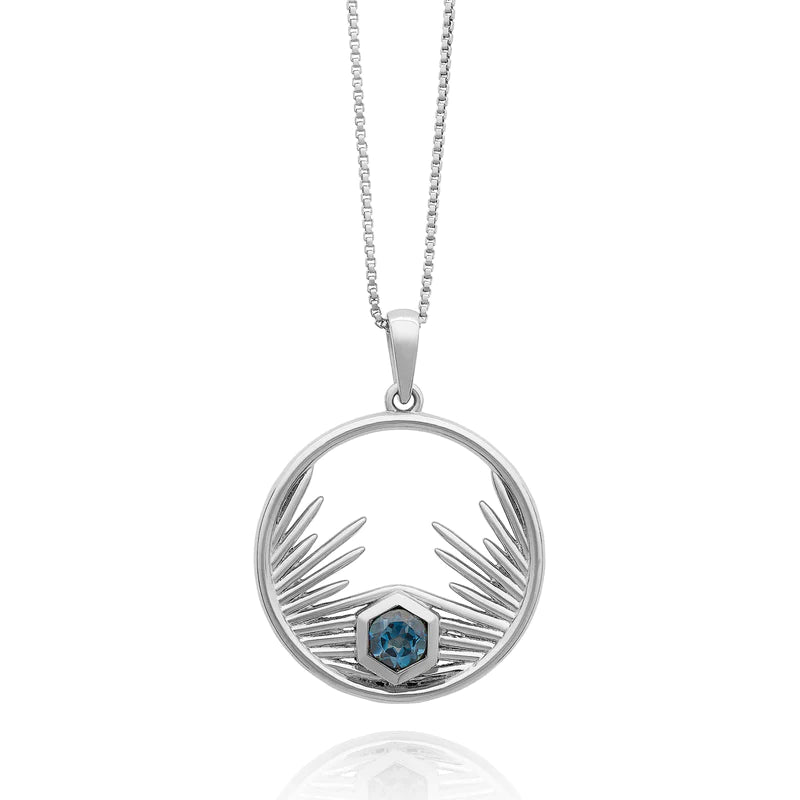 Electric Goddess Blue Topaz Long Necklace, Silver