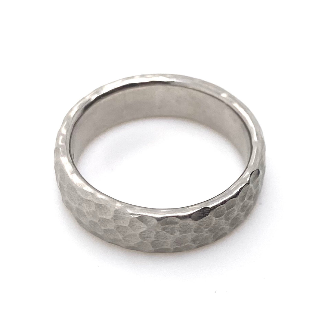 Palladium 950 Matte Hammered Wedding Ring