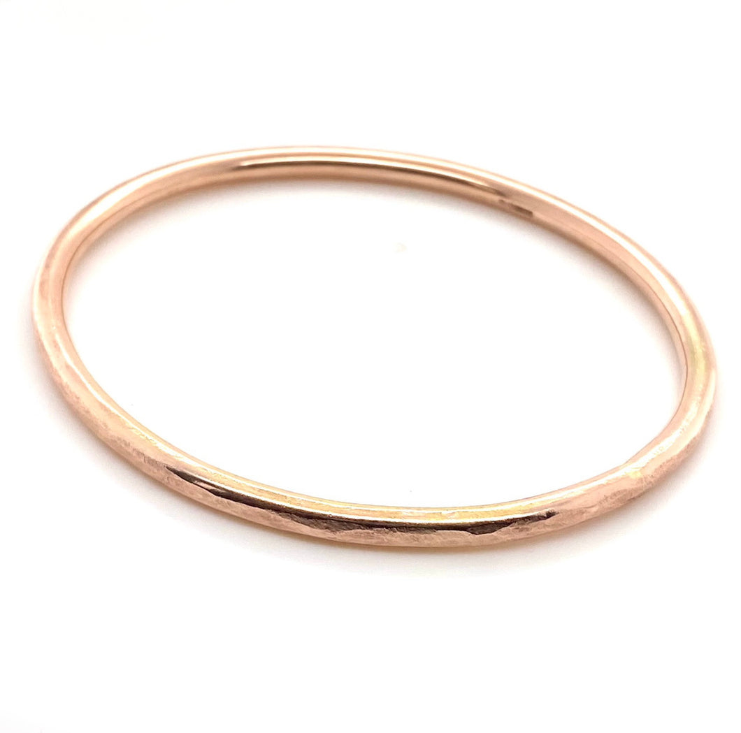 9ct Red Gold Solid Hammered Bangle