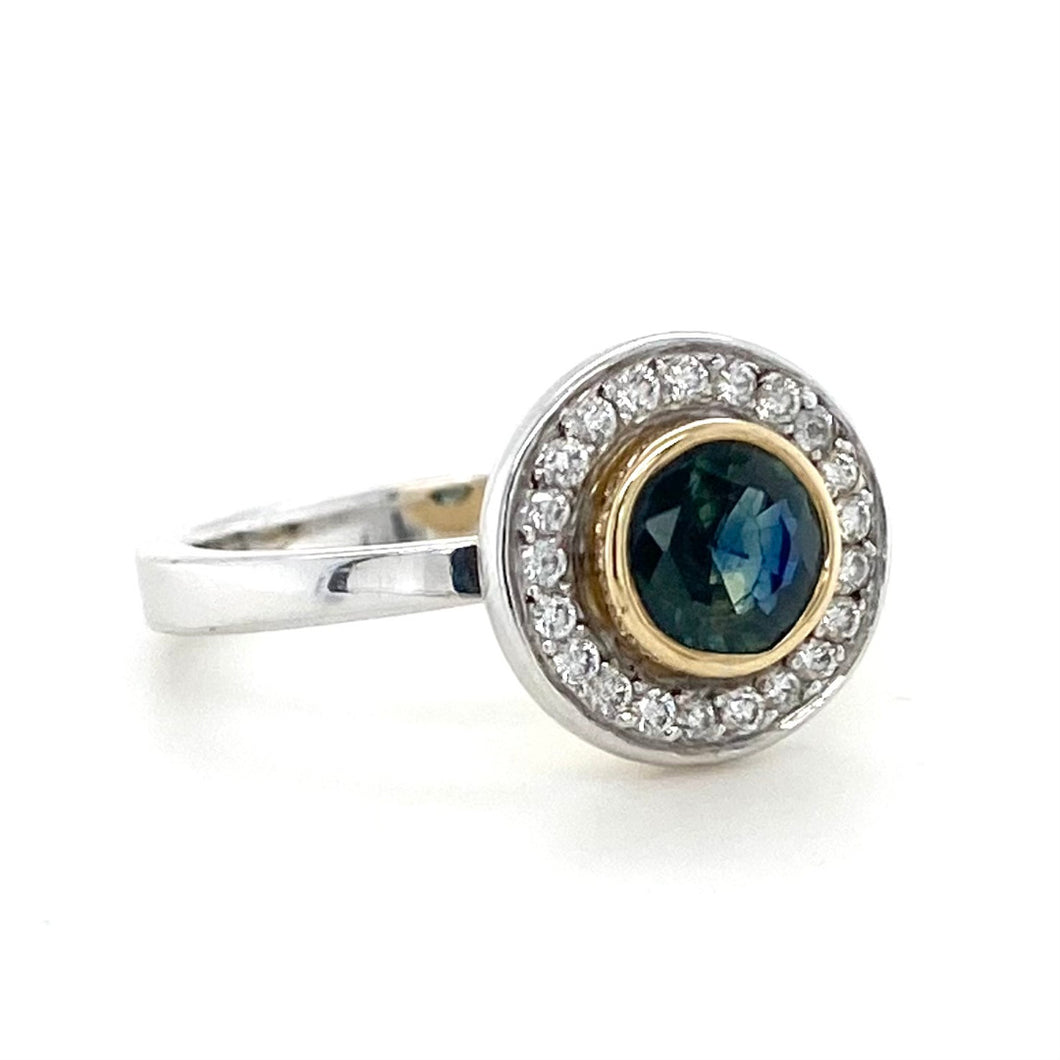 18ct White & Yellow Gold, Sapphire & Diamond Ring