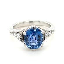 Load image into Gallery viewer, Platinum, 3.13ct Sapphire &amp; Diamond Ring
