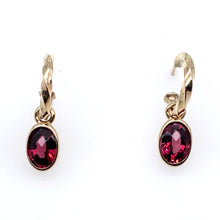 Load image into Gallery viewer, 9ct Yellow Gold Twisted Garnet Drops
