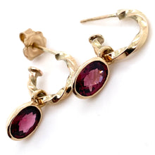Load image into Gallery viewer, 9ct Yellow Gold Twisted Garnet Drops
