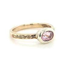 Load image into Gallery viewer, 9ct Yellow &amp; White Gold, Morganite Engraved Ring
