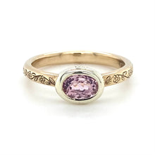 Load image into Gallery viewer, 9ct Yellow &amp; White Gold, Morganite Engraved Ring
