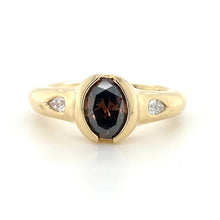 Load image into Gallery viewer, 18ct Yellow Gold, Brown &amp; White Diamond Ring
