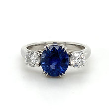 Load image into Gallery viewer, Platinum, Blue Sapphire &amp; Old Cut Diamond Ring
