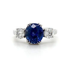Load image into Gallery viewer, Platinum Blue Sapphire &amp; Old Cut Diamond Ring
