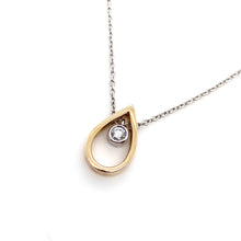 Load image into Gallery viewer, 9ct Yellow &amp; White Gold Diamond, Diamond Pear Cut-Out Pendant
