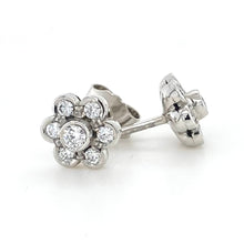 Load image into Gallery viewer, Platinum Daisy Diamond Cluster Earrings
