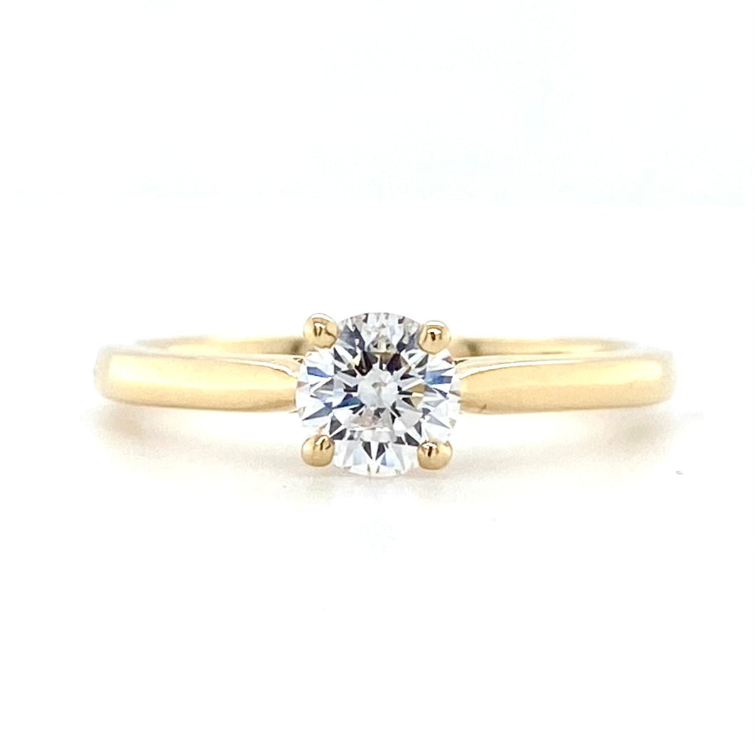 18ct Yellow Gold, 0.49ct G SI1 Diamond Solitaire Ring
