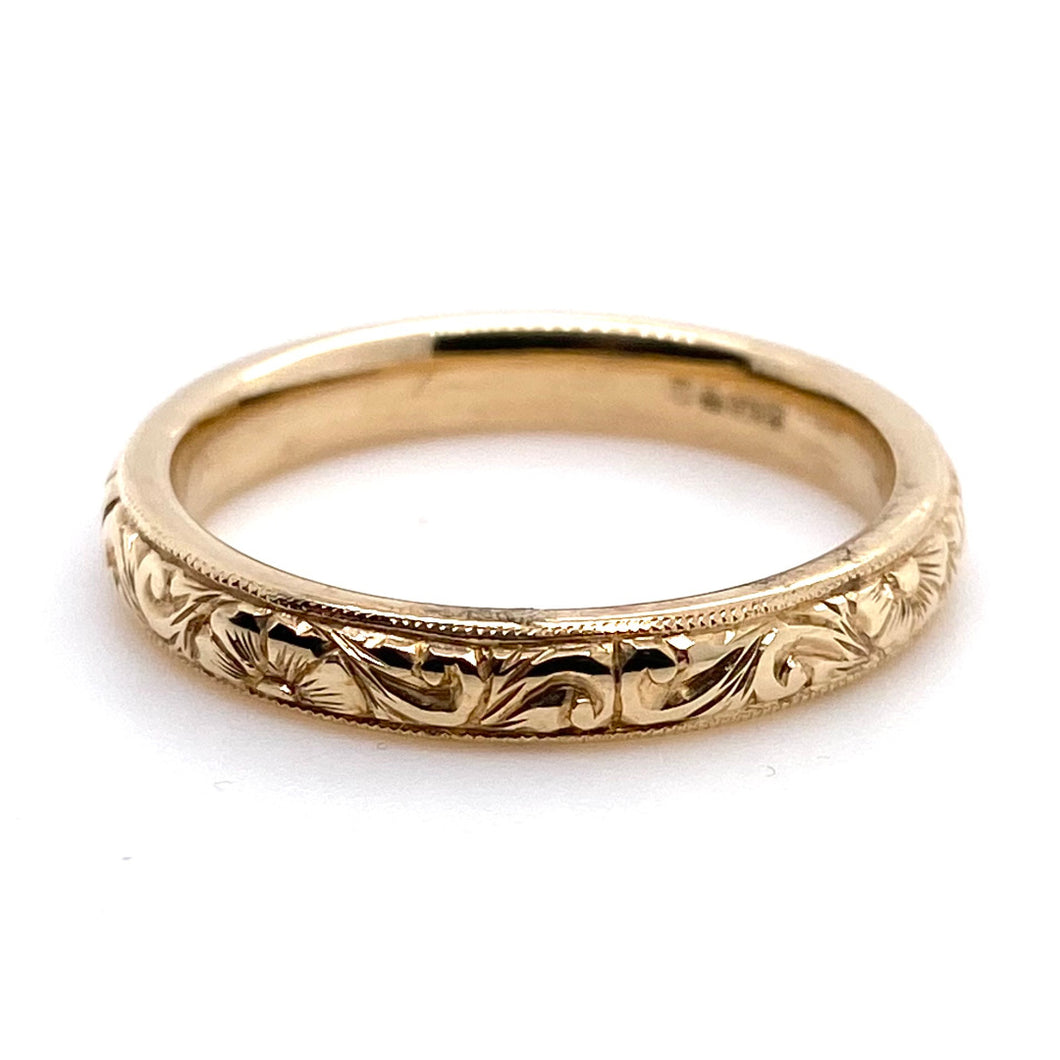 9ct Yellow Gold Engraved Wedding Ring