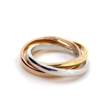 Load image into Gallery viewer, 18ct White Gold, Yellow Gold &amp; Red Gold Triple Rolling Ring
