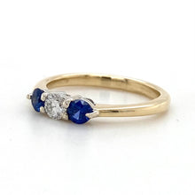 Load image into Gallery viewer, 18ct Yellow &amp; White Gold, Sapphire &amp; Diamond Trilogy Ring
