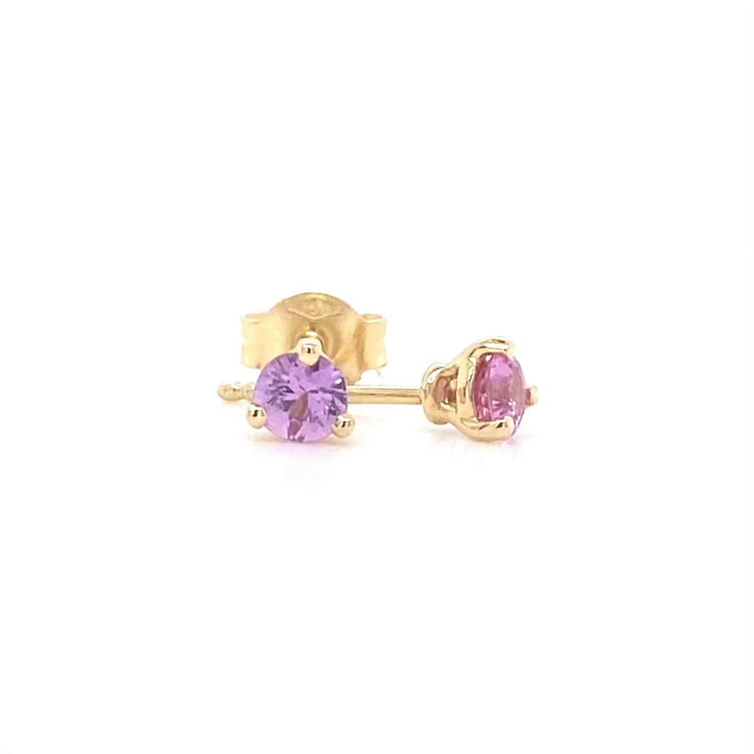 18ct Yellow Gold, Pink Sapphire Earrings