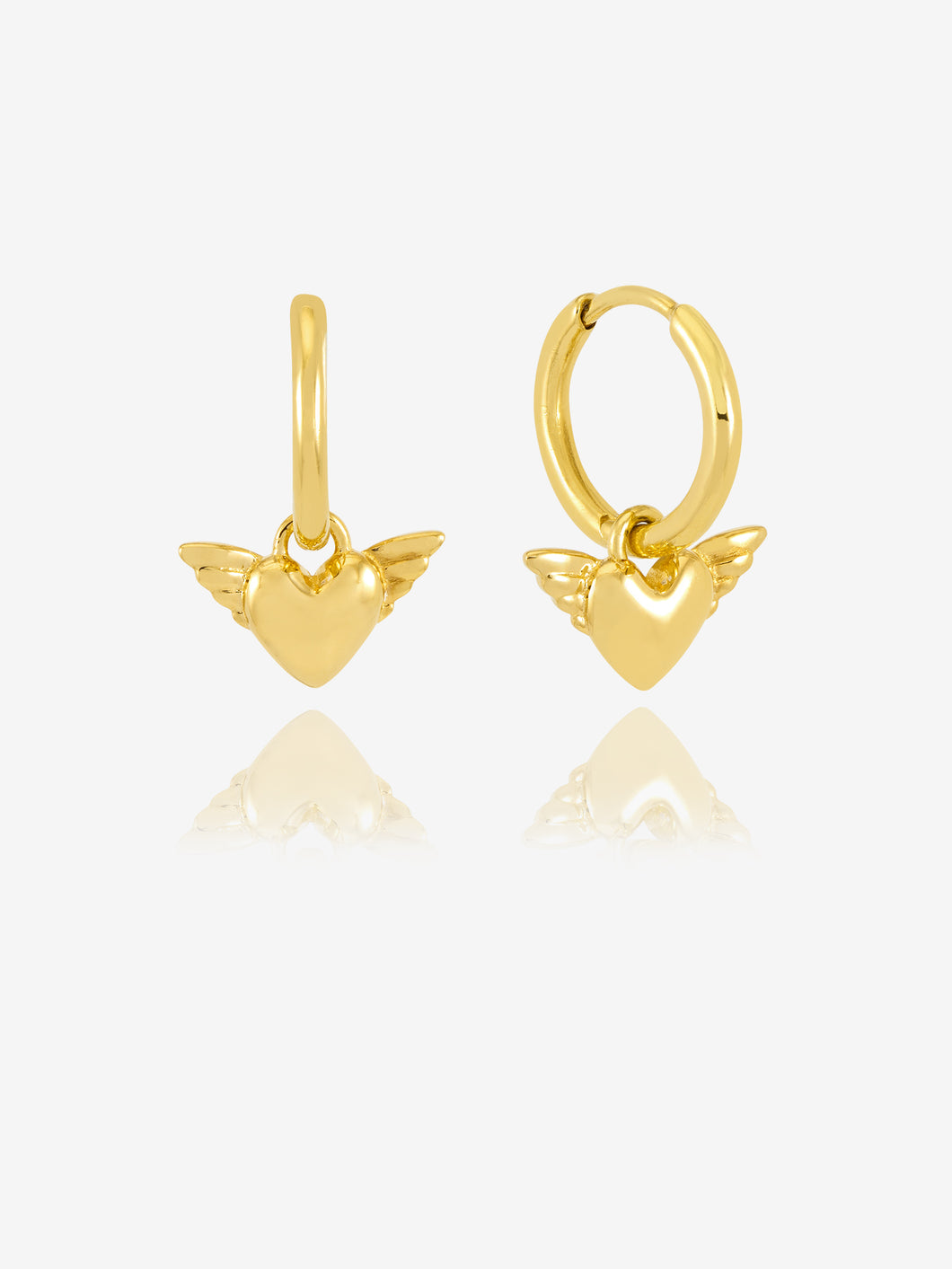 Guardian Angel Wings Huggie Hoop Earrings, Gold