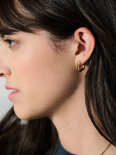 Load image into Gallery viewer, Medium Bevelled Hexagon Hoop Earrings, Gold
