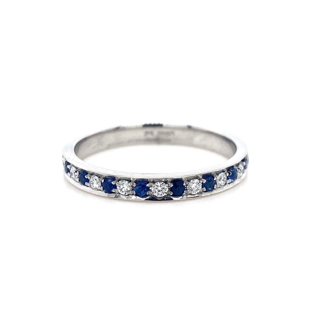 Platinum, Blue Sapphire and Diamond Eternity Ring