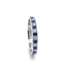 Load image into Gallery viewer, Platinum, Blue Sapphire and Diamond Eternity Ring

