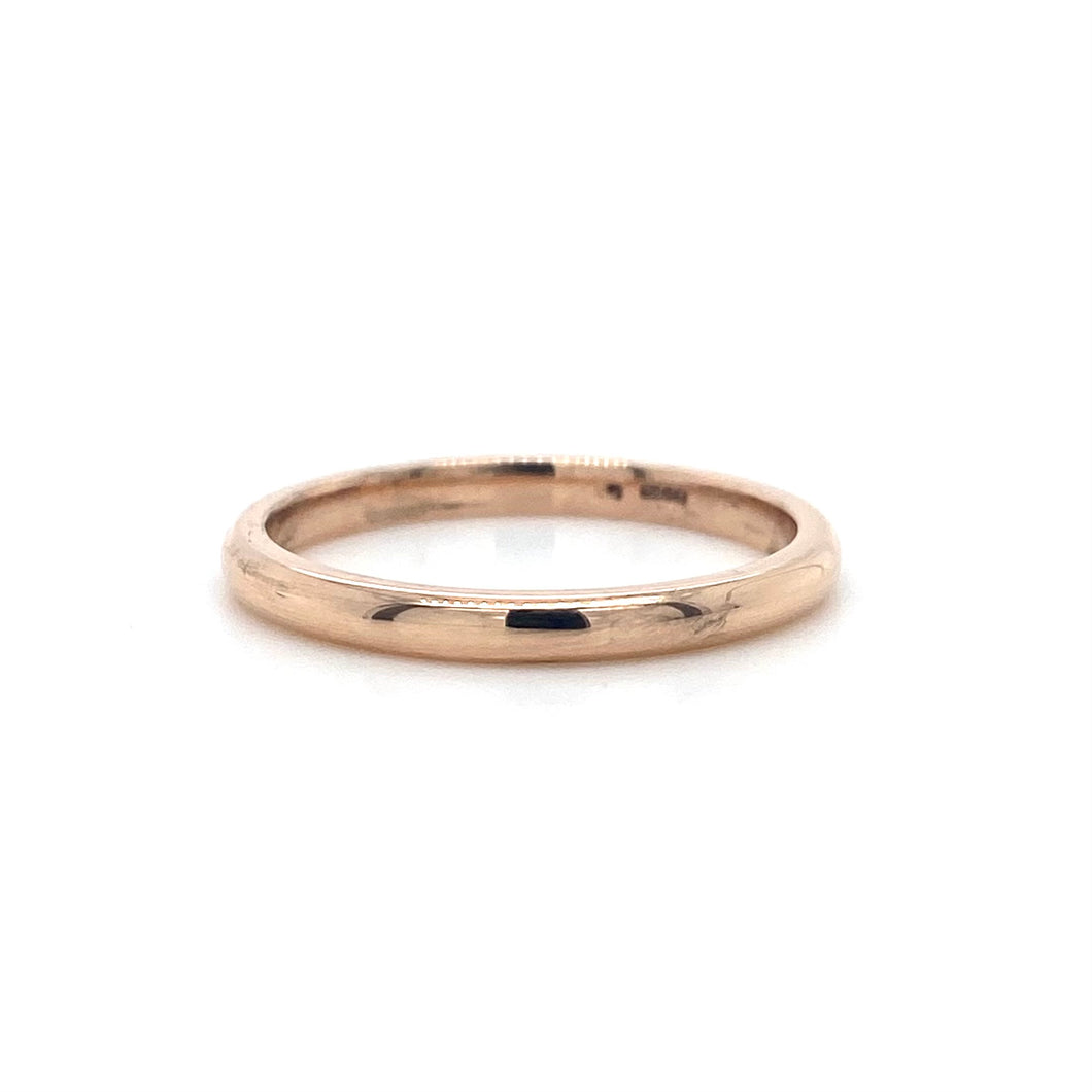 18ct Red Gold, 2mm Traditional Court Wedding Ring