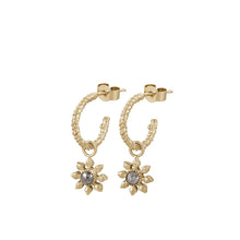 Load image into Gallery viewer, Diamond Flower Twisted Hoop Earrings, 9ct Yellow Gold
