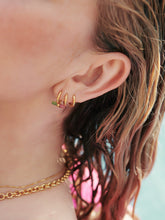 Load image into Gallery viewer, Watermelon T-Bar Huggie Hoop Earrings, Gold
